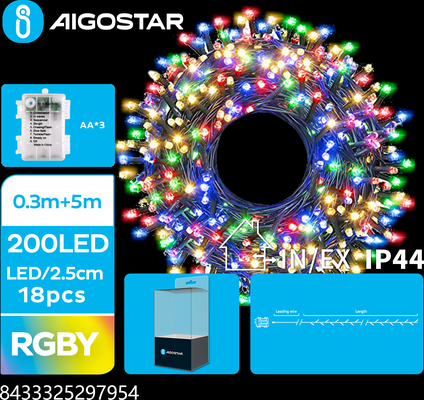 Tira Luces Led Navidad con Pila Varios Colores 0,3 x 5 m